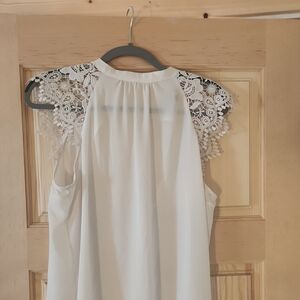 Express White Lace Detail Top